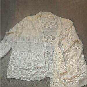 Open-Front Cream Knit Women's Cardigan Sweater